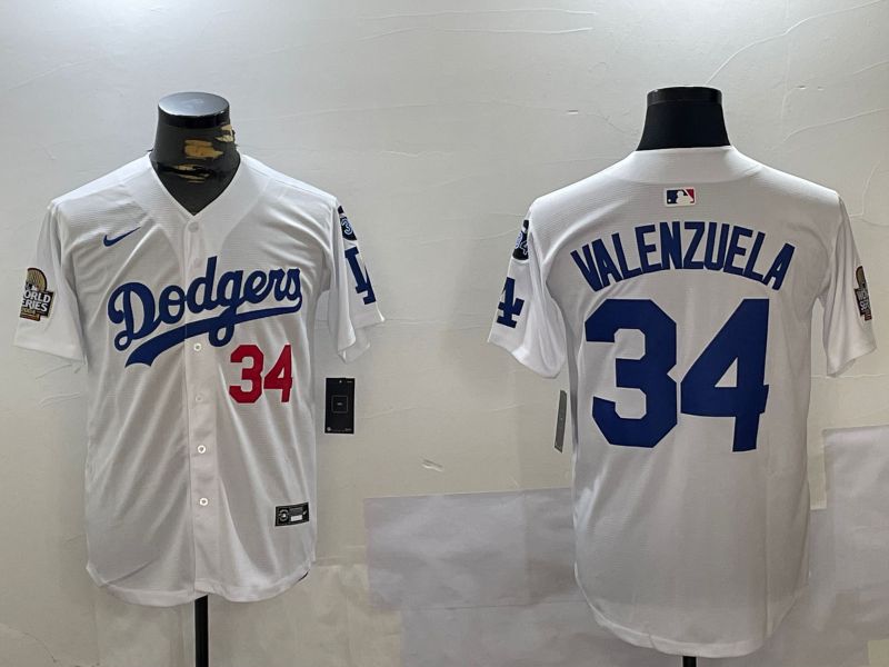Men Los Angeles Dodgers #34 Valenzuela White Game 2024 Nike MLB Jersey style 112012